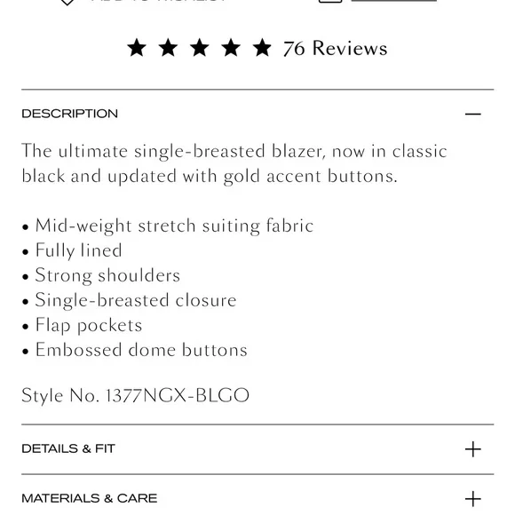 Brand new Chamberlain blazer black with gold buttons. L’AGENCE. Size 6 - Picture 2 of 9